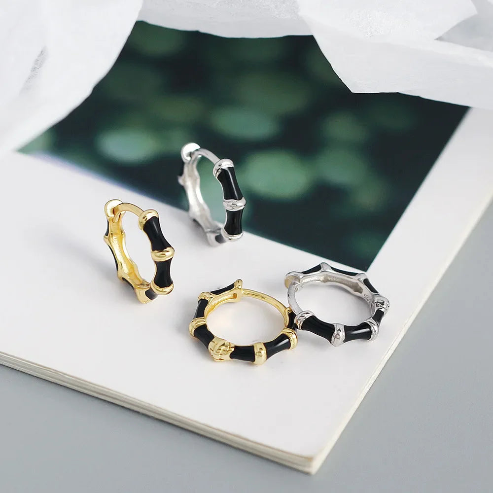 925 Sterling Silver Earring Colorful Dripping Oil Material Ear Ring Ear Buckle Rhombus Shape Trend Wild Girl Women Boy Ear Jewel
