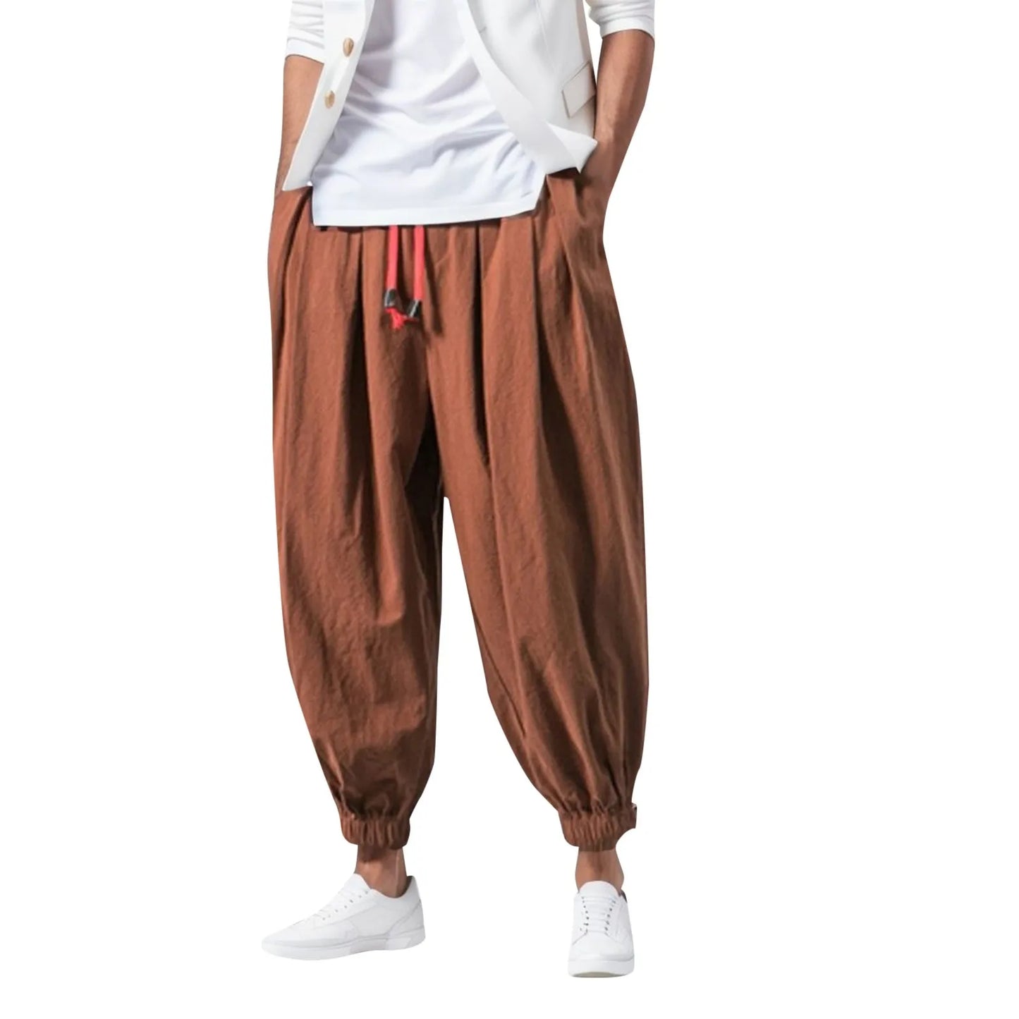 Solid Color Harem Pants Fashion baggy Bottoms Casual Joggers Men'S Elasticated