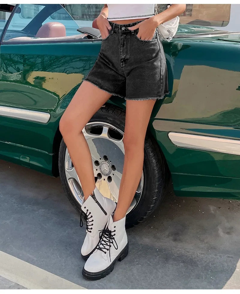 Streamgirl Blue Women's Denim Shorts Summer High Waist Casual Chic Loose Jean Shorts For Women Summer 2025 Denim Short Femme