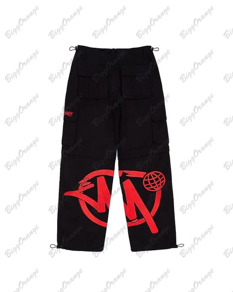 Y2K Pants Men Hip Hop Minus Two Cargo Y2k Black Overalls Harajuku