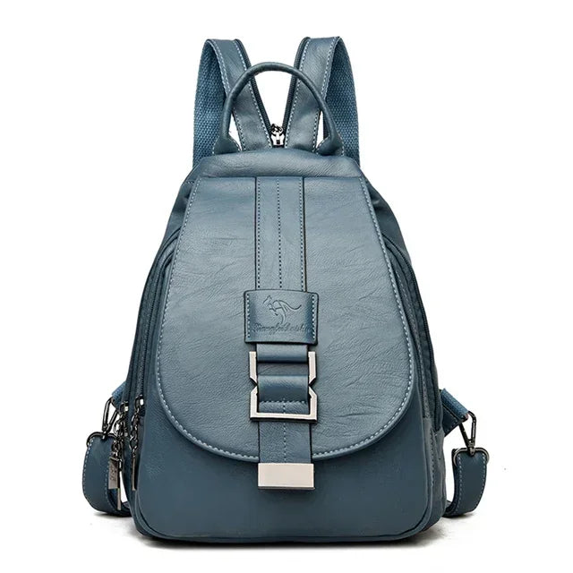 Multifunctional Women Leather Backpacks Casual Backpack For Teenager Girls School Chest Bag Travel Bagpack Ladies Sac Back Pack