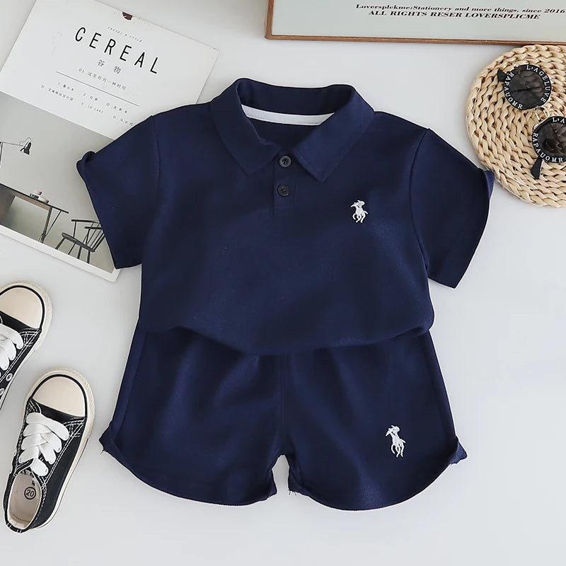 New Summer Children Boys Clothing Kids Cotton Polo T-Shirt Shorts 2Pcs/Set Toddler Casual Sport Suits Baby Clothes Tracksuits