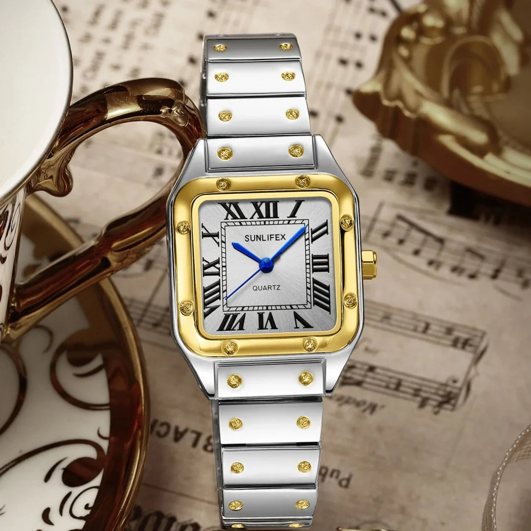 Square Women Watches Ladies Quartz Watch Female Wristwatch Stainless Steel Bamboo Strap Casual Lady Clock Watch Relogio Feminino