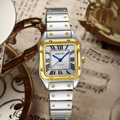 Square Women Watches Ladies Quartz Watch Female Wristwatch Stainless Steel Bamboo Strap Casual Lady Clock Watch Relogio Feminino