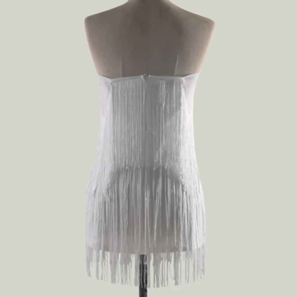 Evening wear Dresses: V-Neck Strapless Tassel Mini Female Elegant Formal Dresses