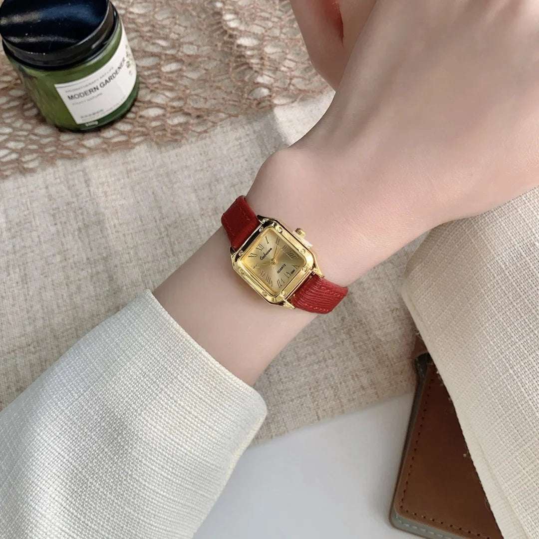 Women Watch Small Square Dial Thin Leather Strap Ladies Wristwatch Elegant Quartz Female Watches Casual reloj mujer