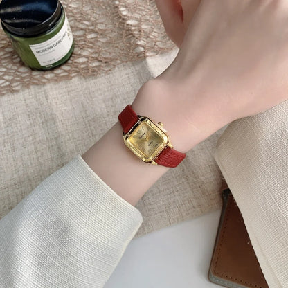 Women Watch Small Square Dial Thin Leather Strap Ladies Wristwatch Elegant Quartz Female Watches Casual reloj mujer