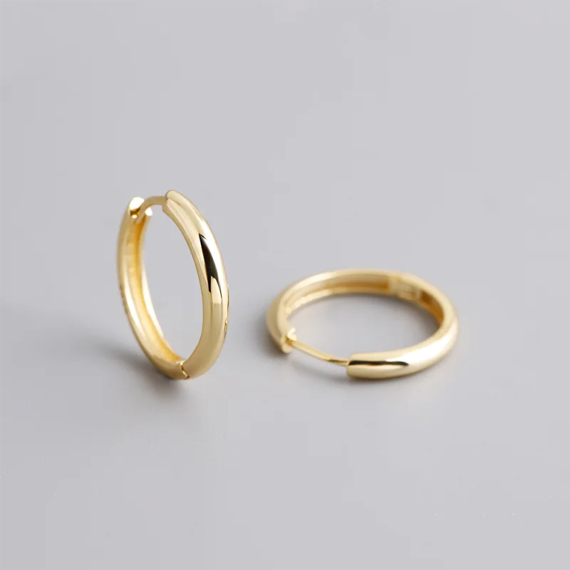 WANTME 925 Sterling Silver Minimalist Matte Gothic Unisex Huggies Ear Hoop Earrings for Women Men Piercing Ear Buckle Jewelry