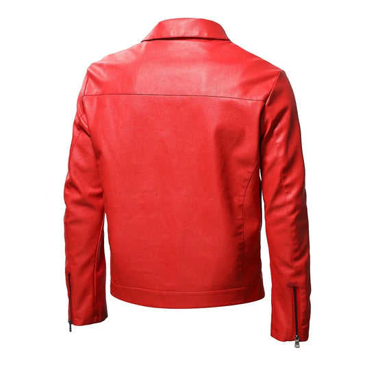 Mens Plus Size Leather Jackets Steampunk Vintage Red Black Zipper Pu Leather