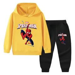 Disney Hoodie For Boys Casual Thin Long-sleeves Sweatshirt+long Pants Sets for Kids Autumn Spider-Man Printed 2pcs Set Clothing