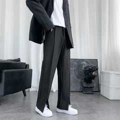 Black Suit Pants Men Fashion Society Mens Dress Pants Korean Loose Straight Pants Mens