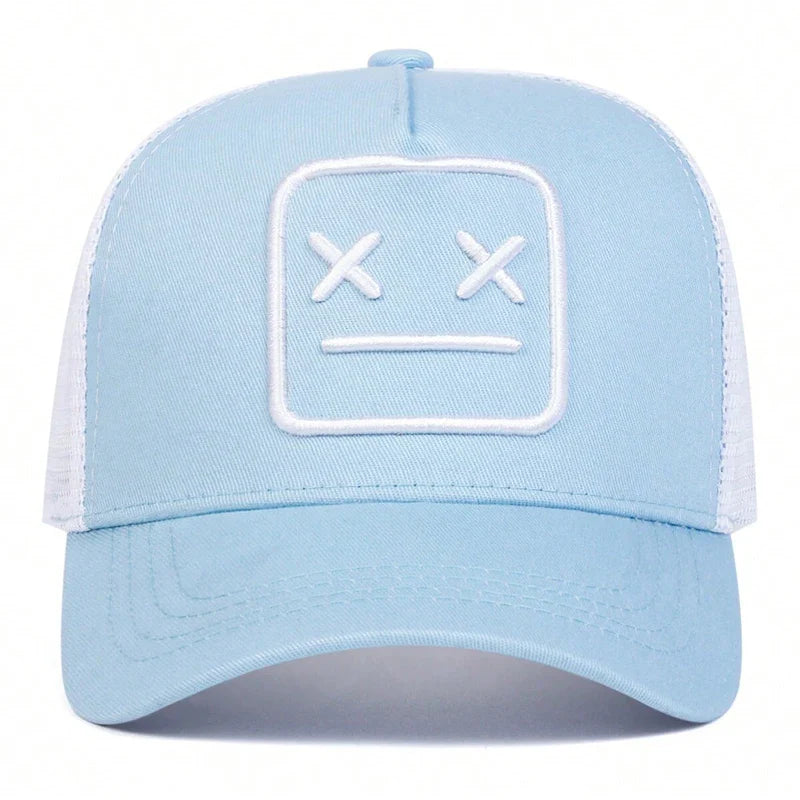 Unisex XX Crying Face Embroidery Baseball Net Caps Hip Hop Cap Spring Summer Outdoor Adjustable Casual Hats Sunscreen Hat