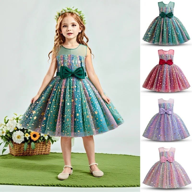 Christmas Unicorn Children's Sequins Tutu Dress Girls Rainbow Wedding Birthday Party Princess Dress Performance Cosplay Costume