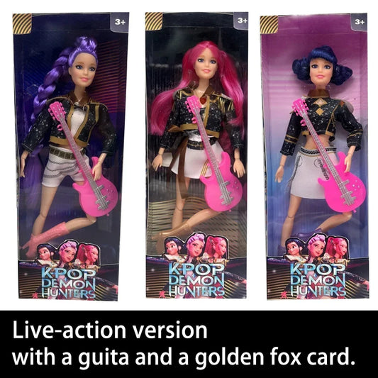 2025 Kpop Demon Hunters Live-Action Figure Toy Set with Theme Song Colorful Lights Action Figures for Fans And