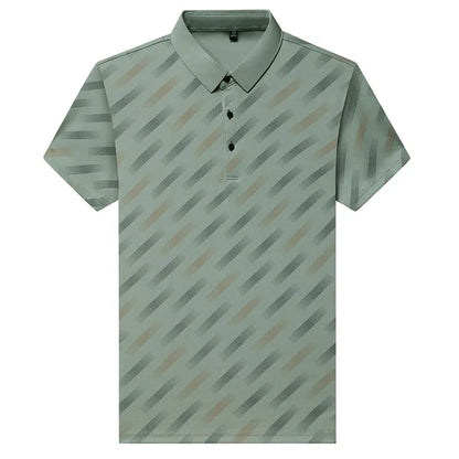 2025 New Men's Business Casual Short Sleeved Printed Polo Shirt Fashionable Breathable Comfortable and Versatile Top