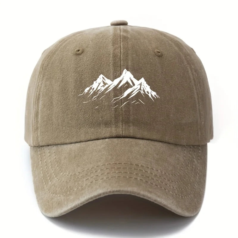 Men's printed mountain baseball cap classic style outdoor adventure sun protection lightweight duckbill cap, truck driver cap.