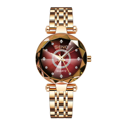 SENO Ocean Star Women Crystal Watch 2025 Top Brand Luxury Rose Gold Women Bracelet Watch For Ladies Wrist Watch Relogio Feminino