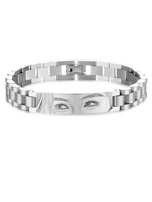 2025 Custom Eye Photo Couple Bracelet Stainless Steel Personalized Romantic Anniversary Wedding Valentine Gift Memory Jewelry