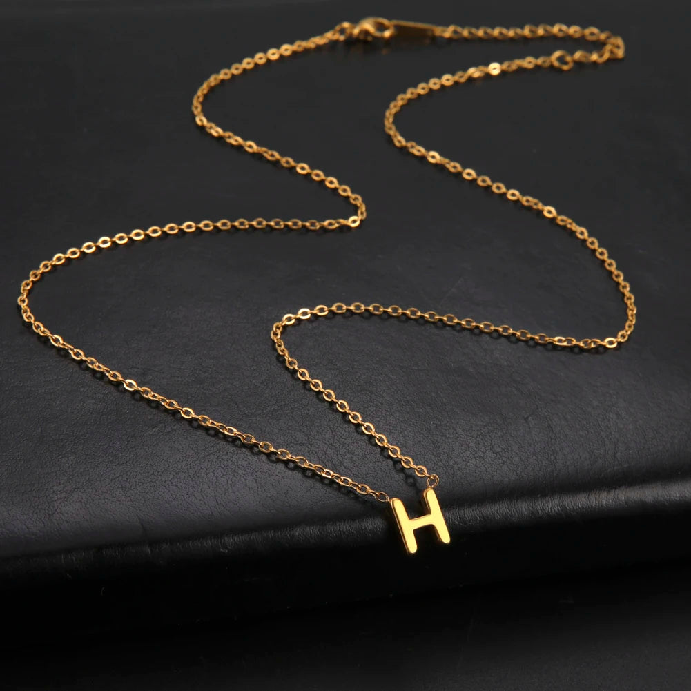 Minimalist Initial A-Z Letter Necklace for Women Alphabet Stainless Steel Choker