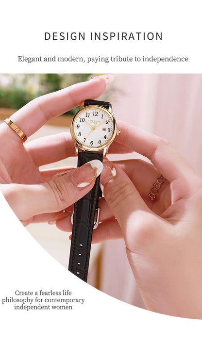 CHRONOS Luxury Watch For Woman High Quality Ladies Quartz Watch Waterproof Date Leather Women Watches reloj+box