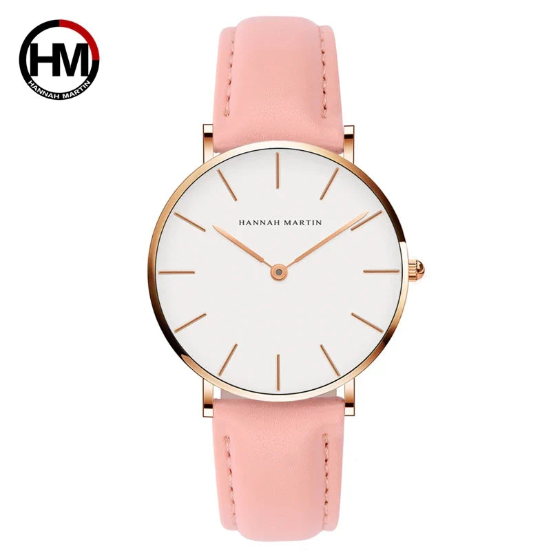Hannah Martin Brand Japan Quartz Movement Women Fashion Watch Leather Strap Lady Wristwatches Waterproof Clock relogio feminino