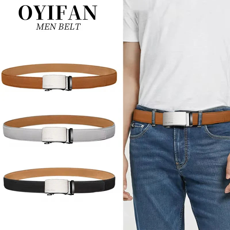 Men Belts Automatic Buckle Belt PU Leather High Quality For Men Leather Strap Casual For Jeans