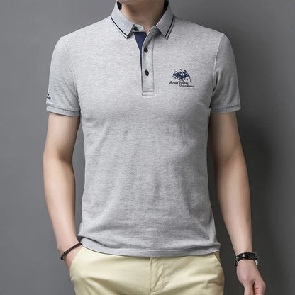 Men's Embroidered Casual Fashion Short Sleeved POLO Shirt Summer Comfortable Top