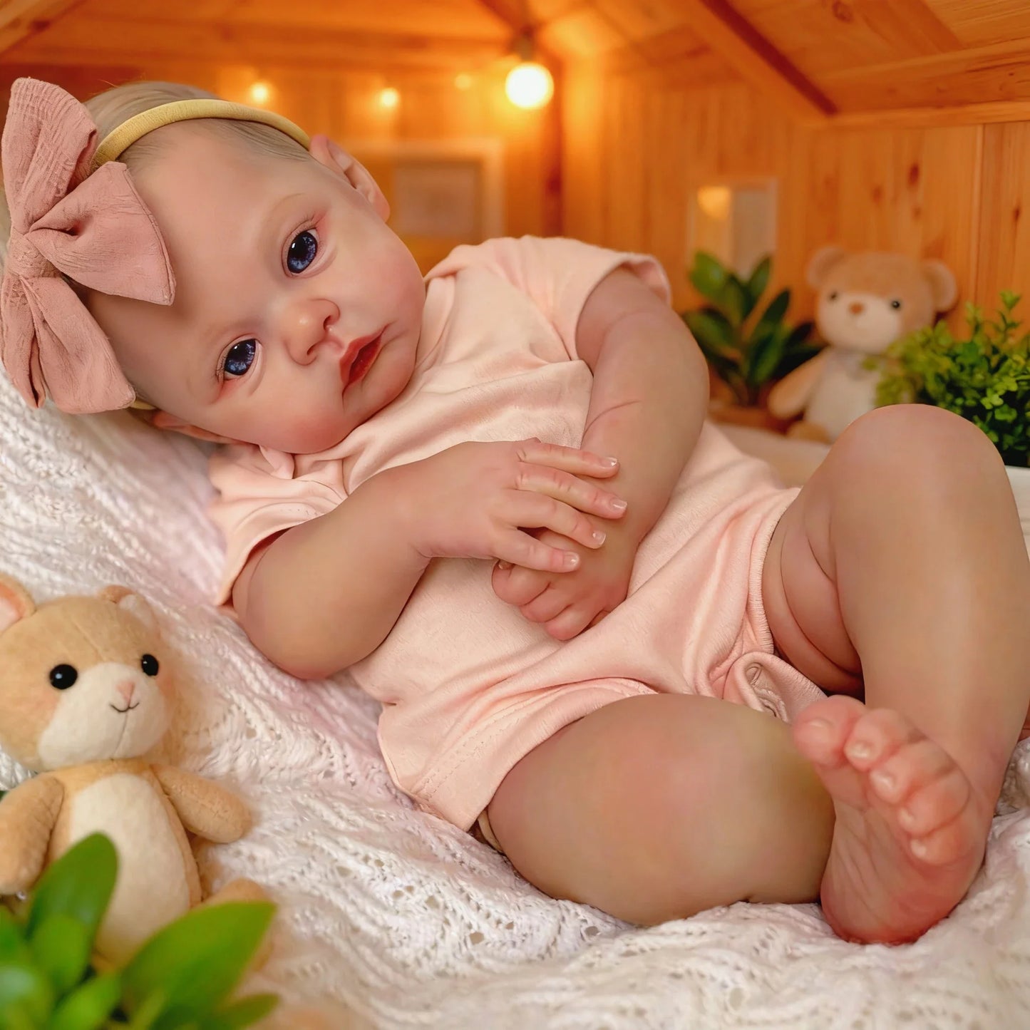NPK 18inch Reborn Baby Doll Meadow Soft Body 100% handmade 3D Skin with Visbile Veins Collectible Art Doll Christmas Gift