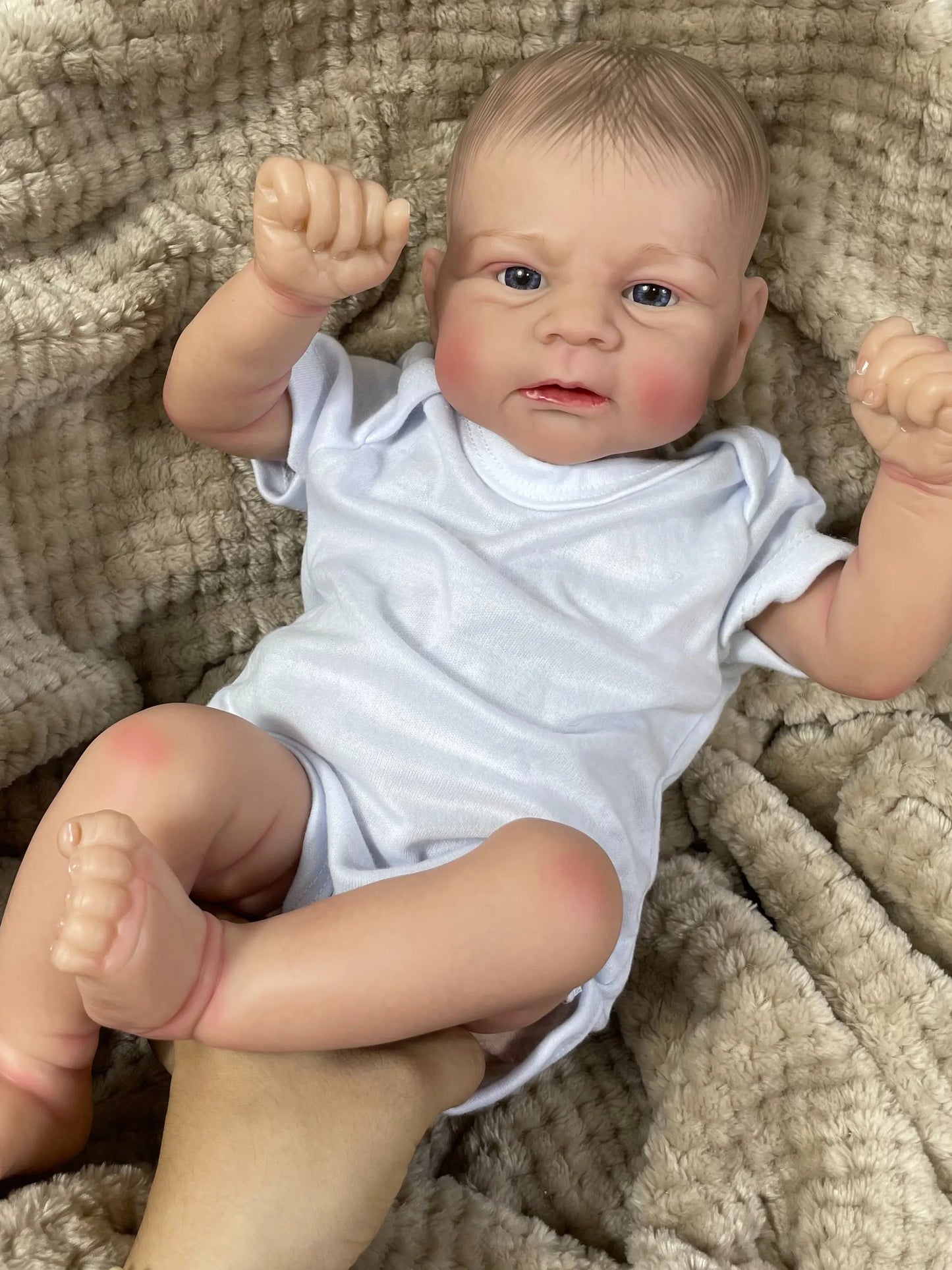17Inch Already Painted Bebe Reborn Doll Elijah Newborn Doll Handmade Painted Hair 3D Skin Tone Visible Veins Gift For Girls