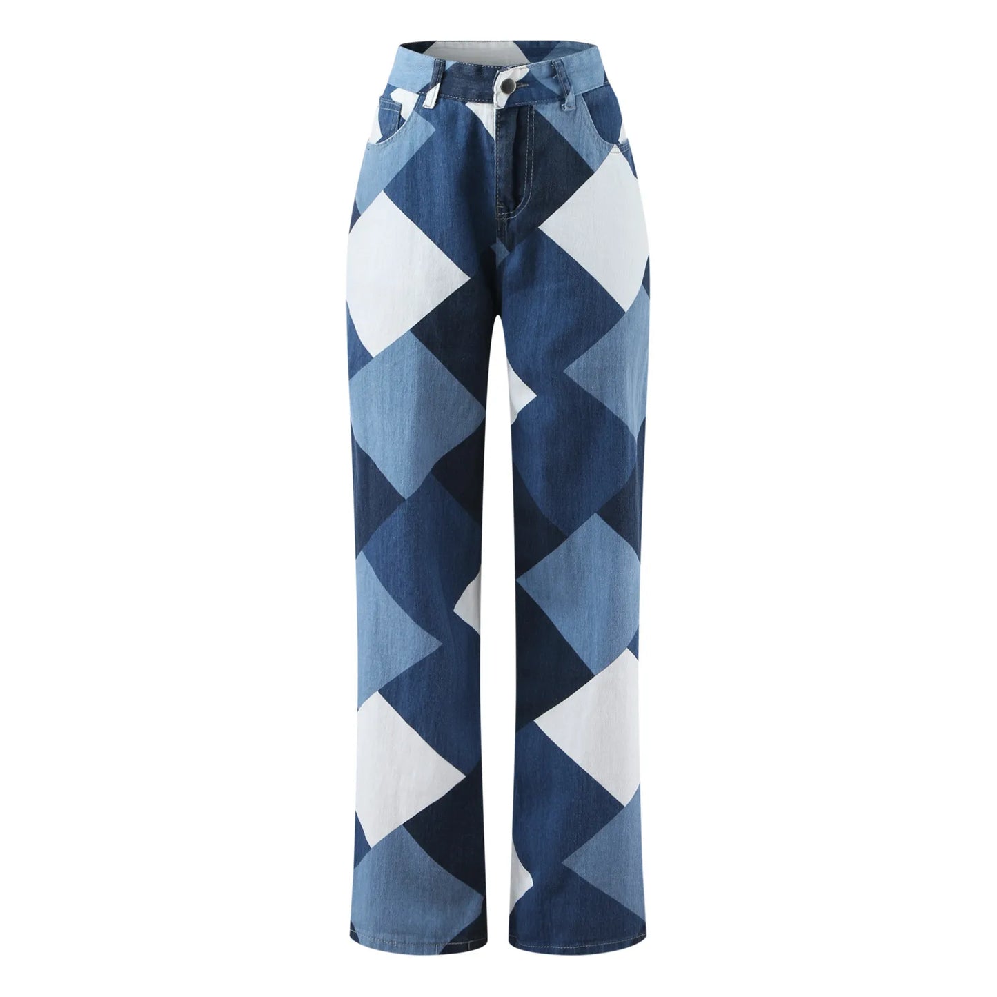 Womens Cargo Baggy Blue Jeans Zip Loose Pants Trousers Pockets Pants
