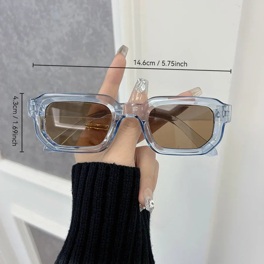 Luxurious Rectangle Sunglasses Women Men Fashion Brand Designer Casual Sun Glasses Female Male Plastic Outdoor Eyewear