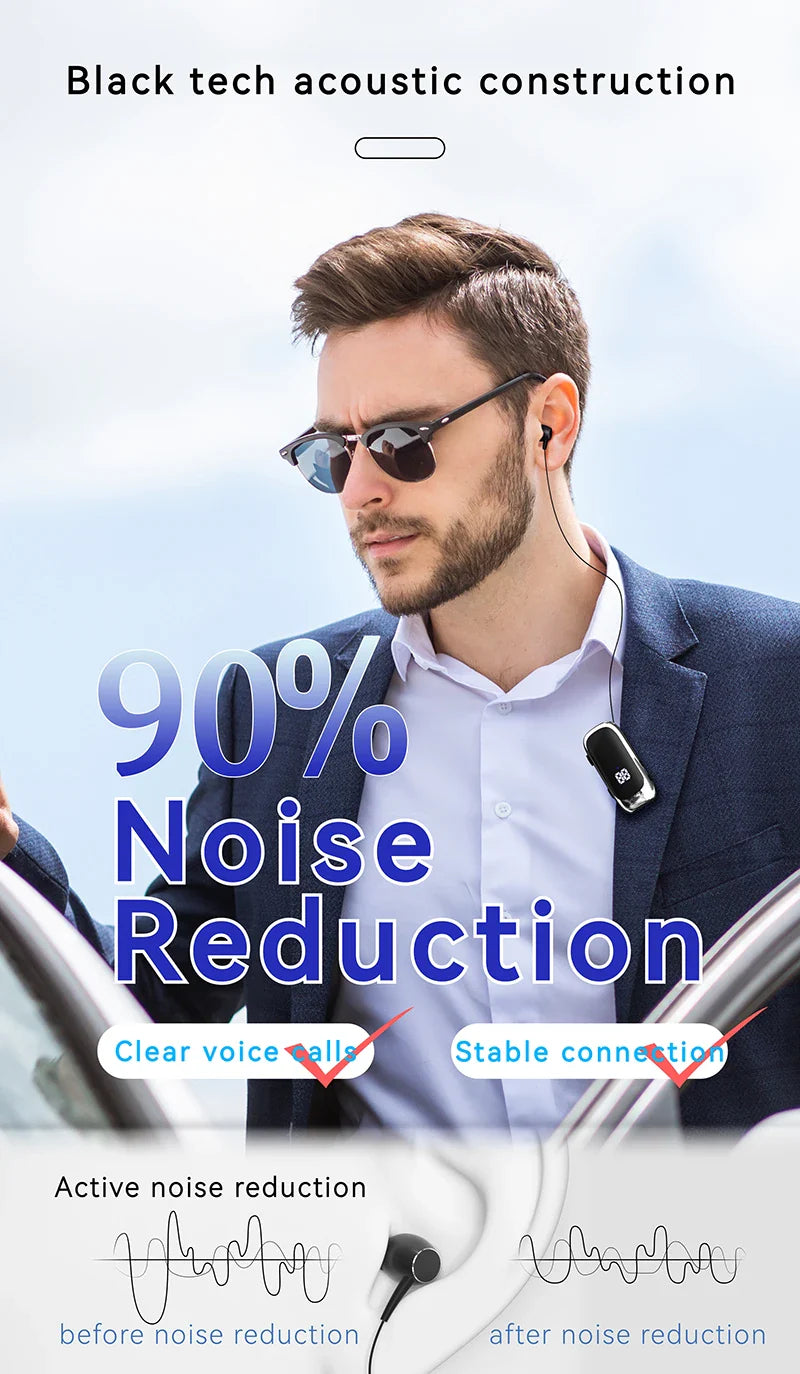 K88 Lavalier Business Bluetooth 5.4 Headphone Talk/Music Time 20 Hours,LED Digital Display,Noice Cancelling Wireless Earphones