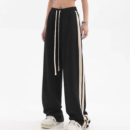 Striped Joggers Sweatpants Bf Hip Hop Women High Waist Wide Leg Sports Pants