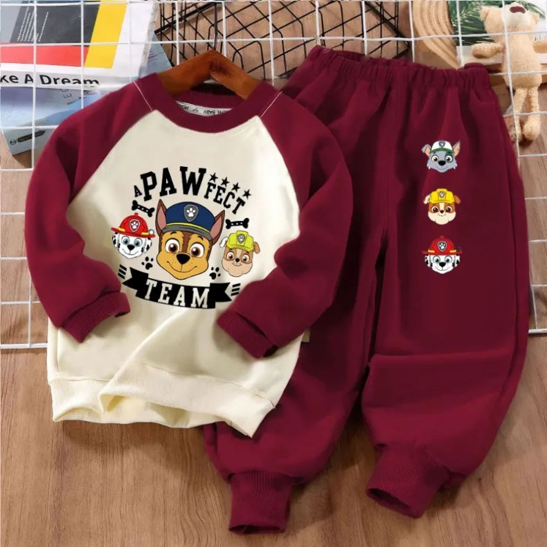 PAW Patro Printed Boys Spliced Sweatshirt 2-piece Sets Kids O Neck Hoodies and Pant 2pcs Set Kids Sport Clothes Suit Spring Fall