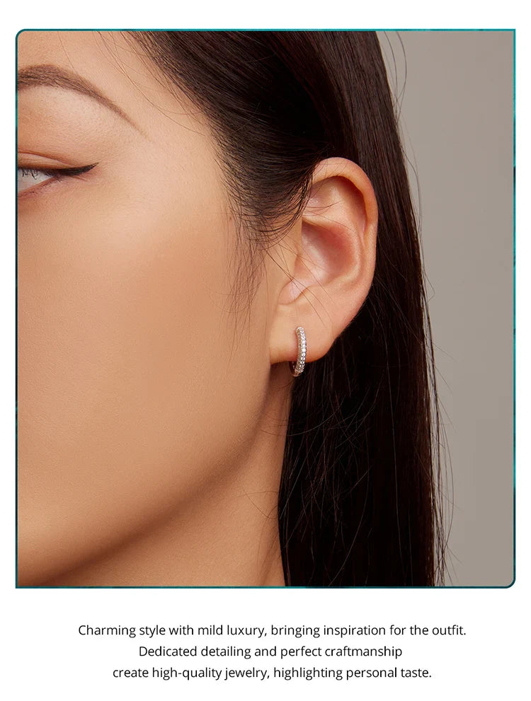 WOSTU 925 Sterling Silver European Simple CZ Ear Buckles Heart Hoop Earrings for Women Wedding Gift Minimalism Jewelry E737