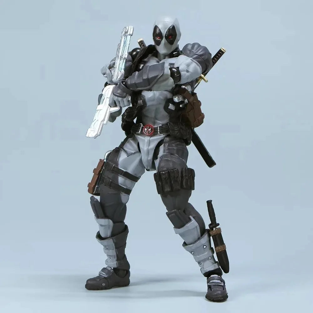AMAZING YAMAGUCHI Deadpool & Wolverine 2.0 Grey Action Figure Mutants Joint Movable KAIYODO Wade Model Movie Toys for Kids Gift