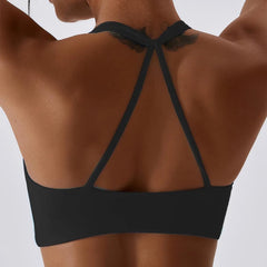 Bras Solid Halter Neck High Elastic With Removable Padded Gym Crisscross