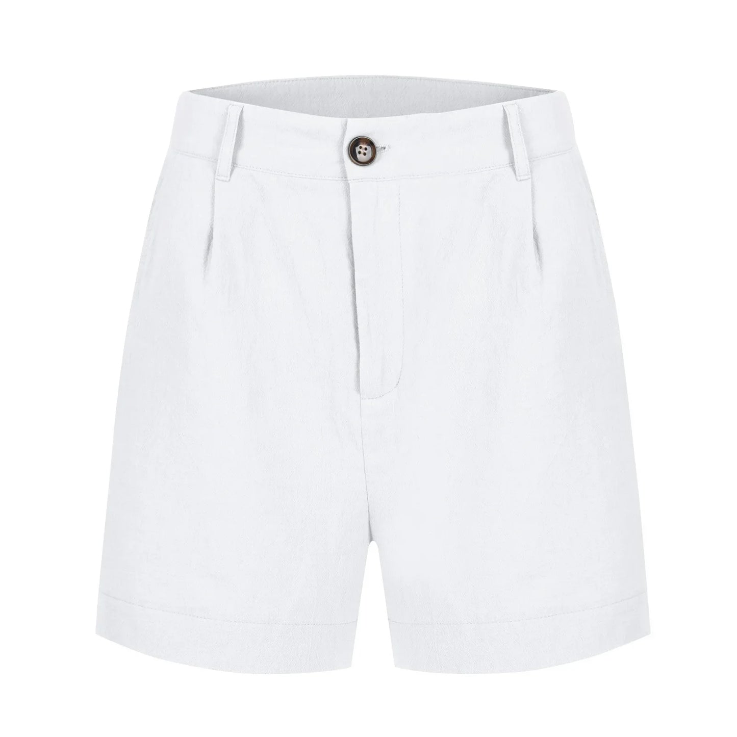 Cotton Linen Solid Shorts For Women Button High Waist Summer Loose Casual Pockets Shorts Female Pants Women Clothing