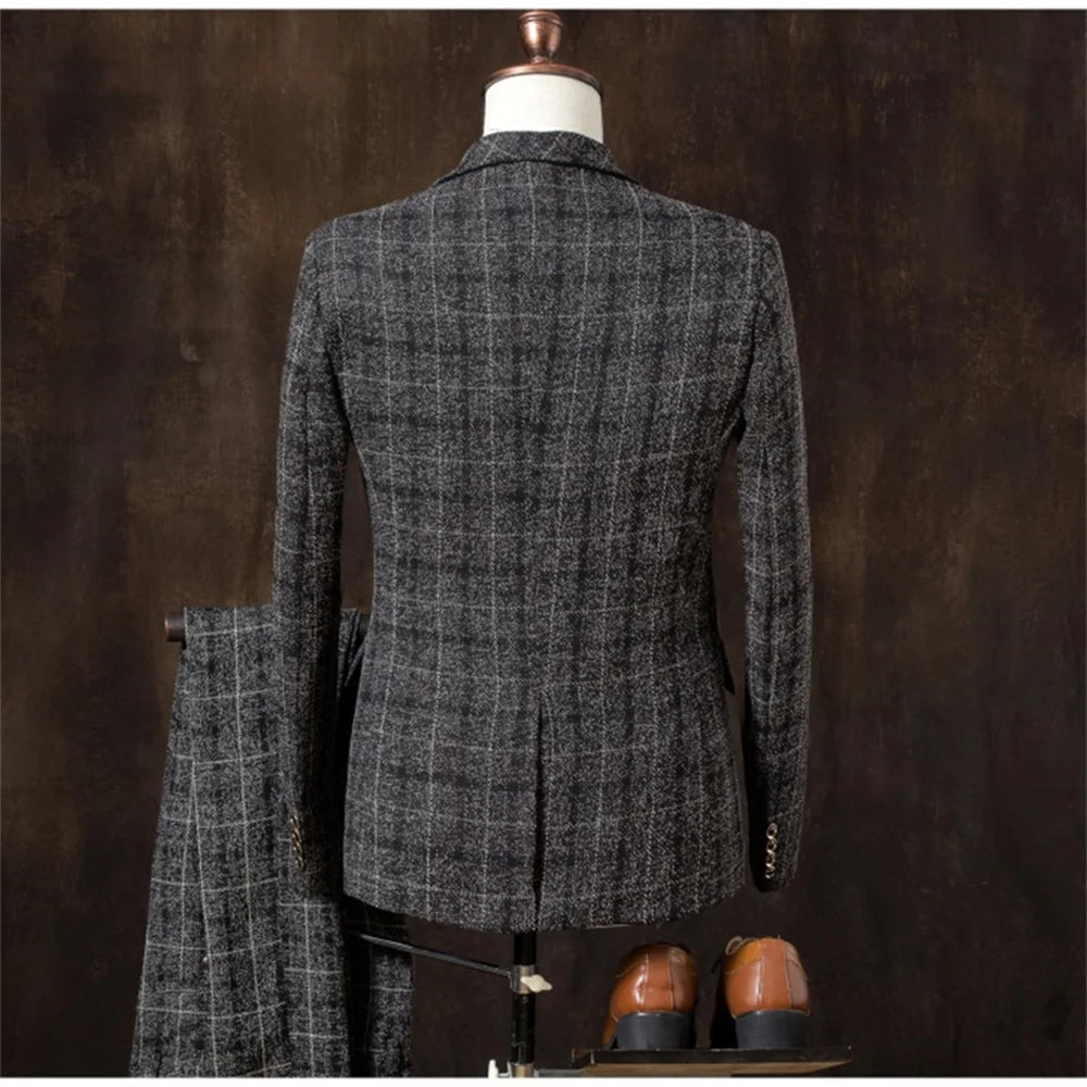 Tuxedo for Mens: Blazers Jacket Pants Vest 3 Pieces Set Coat men's Gentleman Elegant
