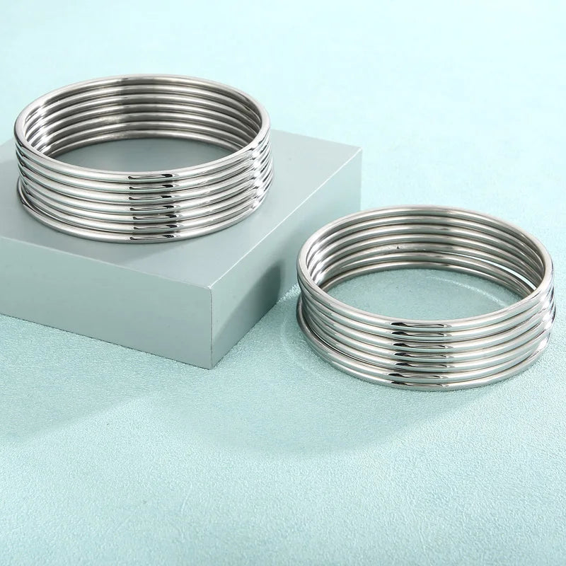 Simple Stainless Steel Bracelet For Women Men Gold Silver Color Geometry Wire Round Bangle Female Trendy Jewelry Wristband Gifts