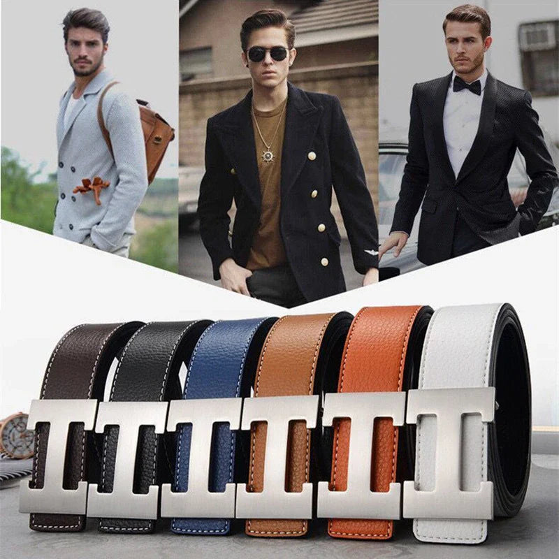 2026 New Casual Men's Belt High Quality Designer Genuine Second Cow Leather Belts Strap Male Metal Smooth Buckle Fashion