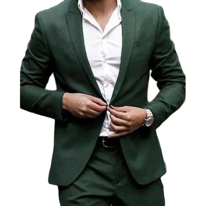 Tuxedo for Mens: Green Men's Suits Single Breasted Peak Lapel Fashion Prom Party