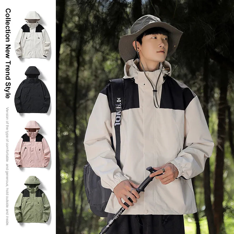 Jacket Sports Outdoor Thickened High Collar Hoodie Color Matching Fashion