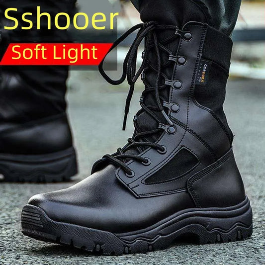 Men Black Boots Military Army Combat Tactical Special Force Boot Outdoor Hiking Boots