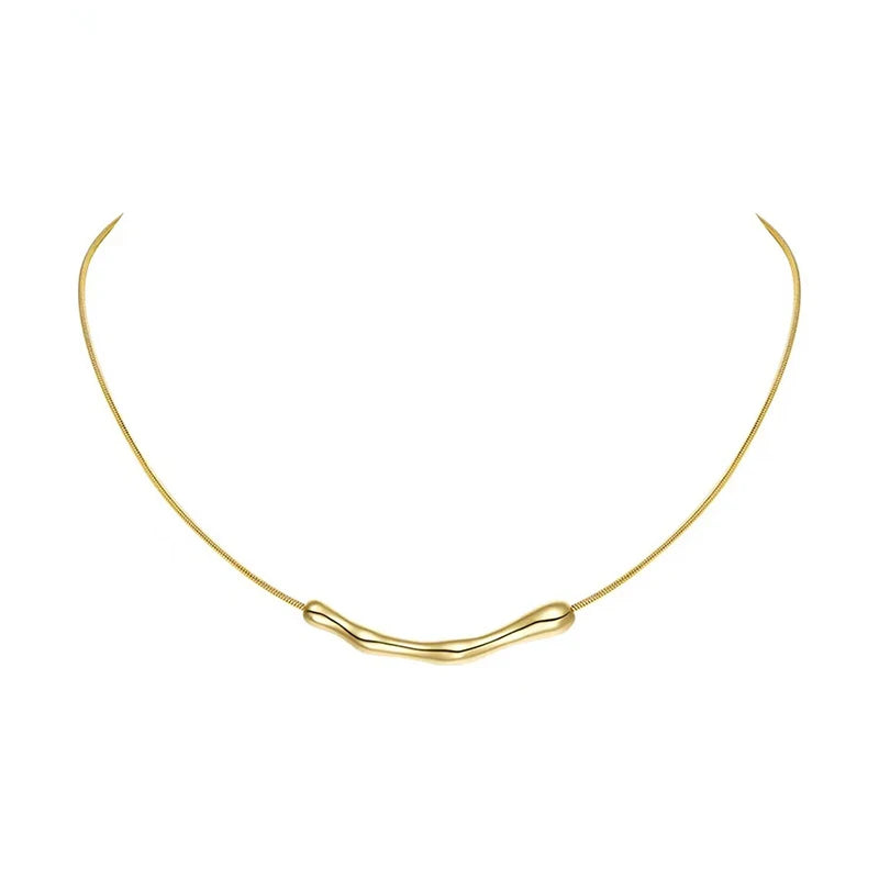 European and American Fashion Simple Stainless steel Gold Color Collarbone Chain