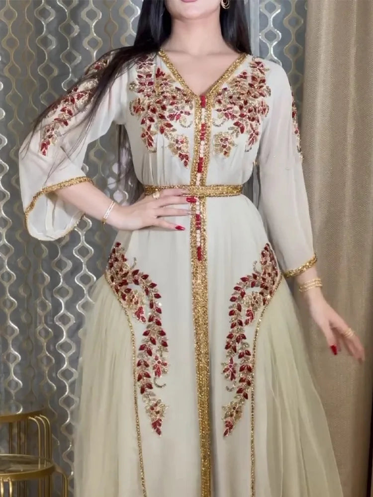Evening Dresses V-Neck A-LINE Ankle-Length Long Sleeved Chiffon of Cocktail Party