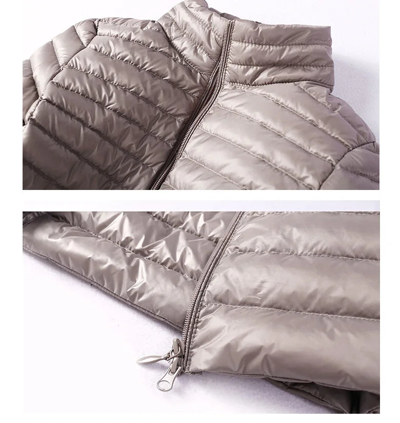 Women Down Jackets Ultra Light Duck Down Coat Long Puffer Jacket Slim Black