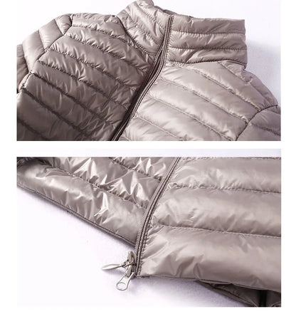 Women Down Jackets Ultra Light Duck Down Coat Long Puffer Jacket Slim Black