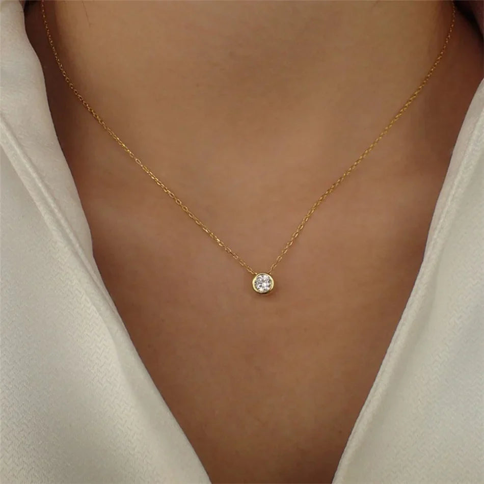 SUNIBI Stainless Steel Charm Crystal Necklace Pendant Birthstone Charms For Jewelry Making Women Earrings DIY Accessories