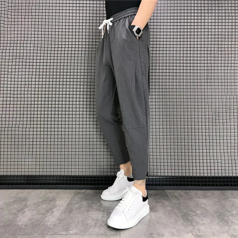 Men Harem Pants Solid Casual Korean Slim Wild Vintage Loose Fashion Youth Trousers